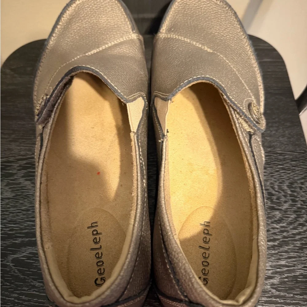 Geoleleph Women’s Size 11 Pewter Leather Comfort Slip-On Shoes Orthopedic